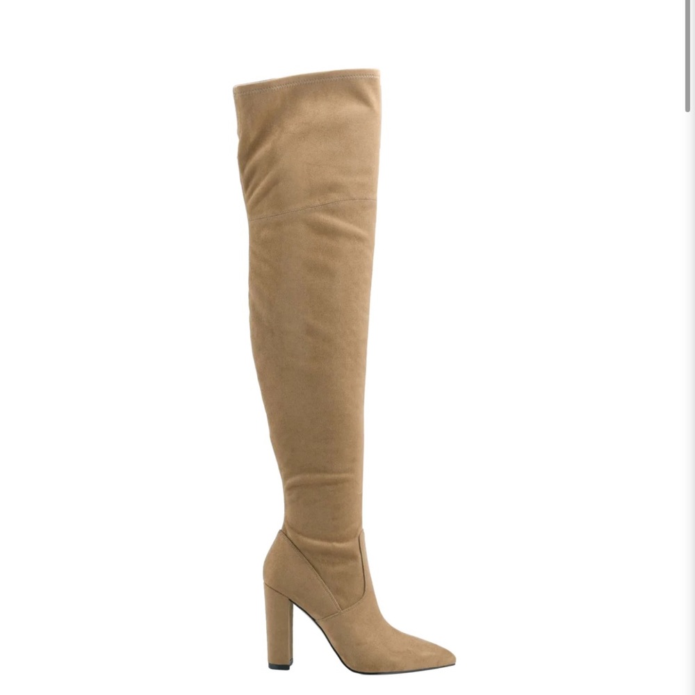 Marc Fisher Garalyn Over the Knee Boots Medium Natural Tan Suede Size 7.5 Women